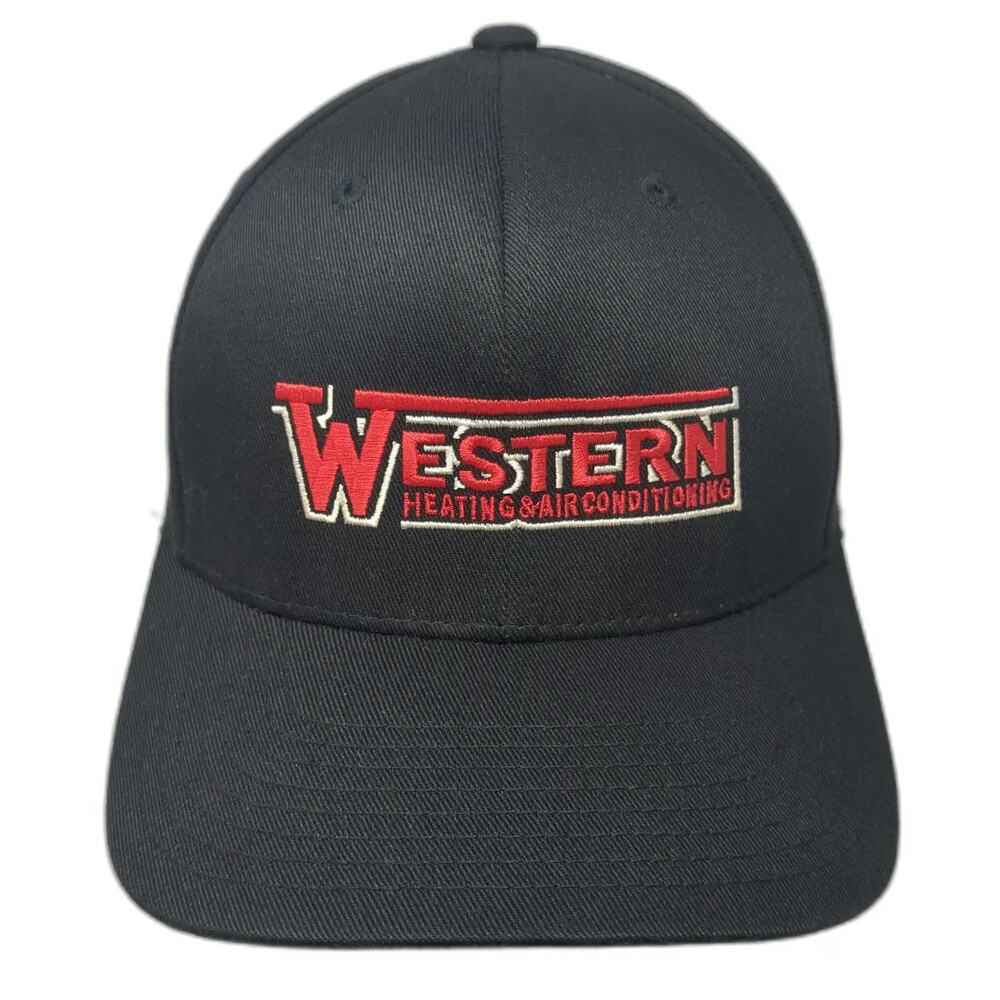 Flexfit Baseball Cap Black M Western Heating Air Conditioning Hat Fitted Logo